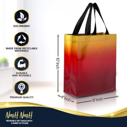 Imagem de Sacolas de presente Nush Nush Gradient Medium, conjunto de 12 com alças