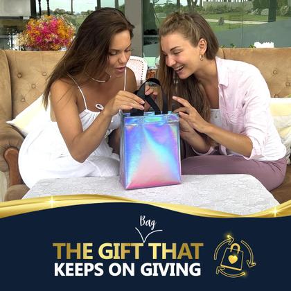 Imagem de Sacolas de presente Nush Nush Gradient Medium, conjunto de 12 com alças