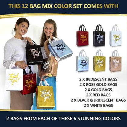 Imagem de Sacolas de presente Nush Nush Thank You Bulk, conjunto médio de 12 reutilizáveis