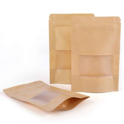 Imagem de Sacos de comida Stand Up Kingrol, pacote com 300, papel Kraft 9x14cm
