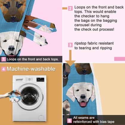 Imagem de Sacos de compras reutilizáveis BeeGreen Animal Lover, 6 conjuntos de poliéster