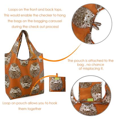 Imagem de Sacos de compras reutilizáveis BeeGreen Animal Lover, 6 conjuntos de poliéster