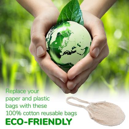 Imagem de Sacos de compras reutilizáveis de algodão String 35x40cm, pacote com 2