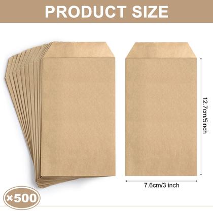 Imagem de Sacos de guloseimas de papel Kraft Eersida, 500 unidades para biscoitos de lanche, 3 x 5 polegadas