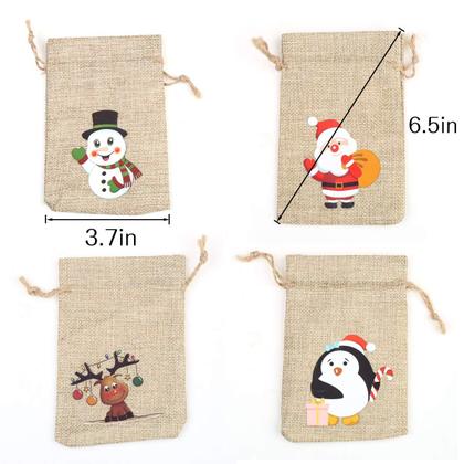 Imagem de Sacos de linho de Natal CCINEE 36 unidades com cordões 10x15cm