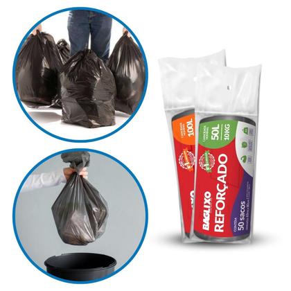 Imagem de Sacos De Lixo 50 Litros Super Reforçado Com 50 Unidades Resistente Para Lixeira 