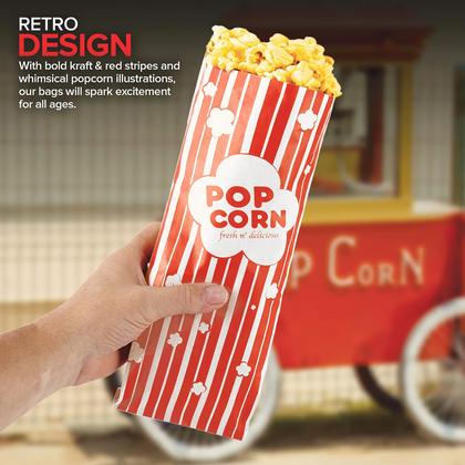 Imagem de Sacos de pipoca Stock Your Home, papel de 2 onças (pacote com 100) vermelho e branco
