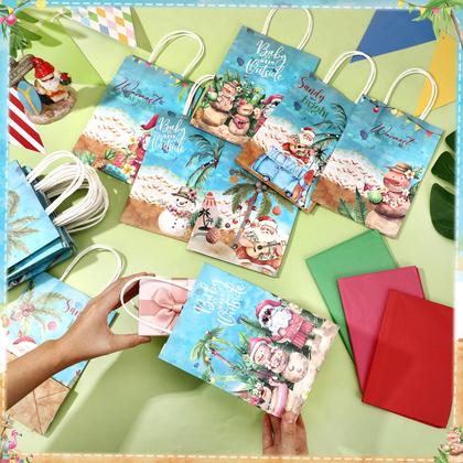 Imagem de Sacos de presente de Natal Sinload, 24 unidades, 21 x 15 x 8 cm com lenço