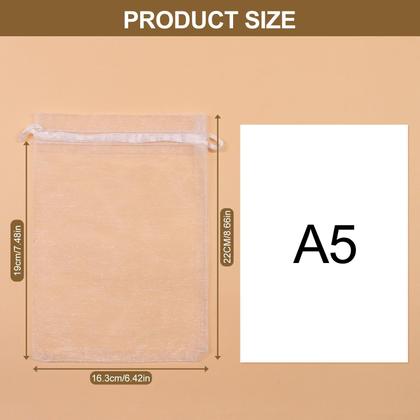 Imagem de Sacos de presente de organza SumDirect 6x9cm - 100 unidades brancas com cordão