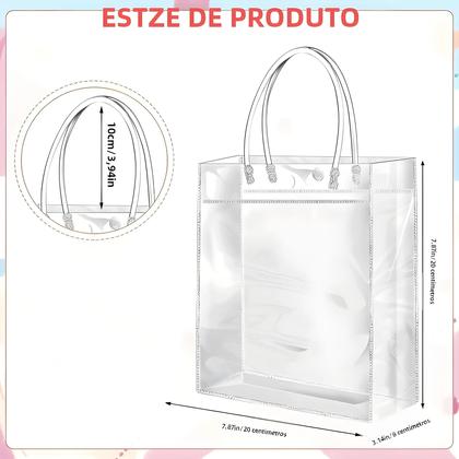 Imagem de Sacos de Presente de PVC Transparente Reutilizáveis com Alça - Embalagem para Festa