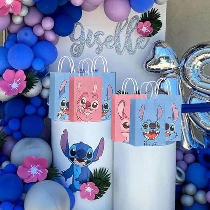 Imagem de Sacos de Presente Kraft Azul e Rosa - 10 ou 20 Peças - Chá de Bebê e Festa de Aniversário