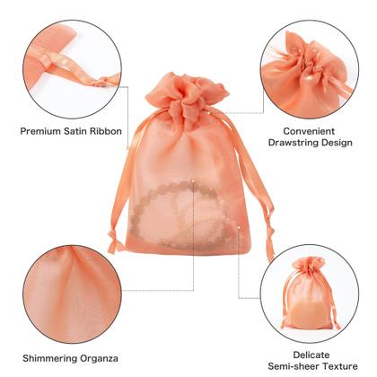 Imagem de Sacos de presente QIANF 20 peças de organza laranja com cordão 10x15 cm