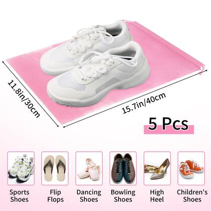 Imagem de Sacos de sapatos COIDEA, 5 peças, rosa, não tecido, com cordão de viagem