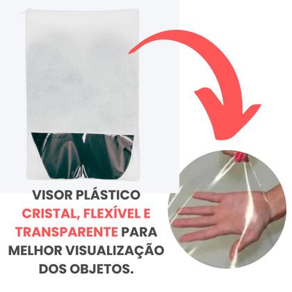 Imagem de Sacos Para Sapatos e Roupas De Tnt Com Visor e Zíper 12un