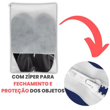 Imagem de Sacos Para Sapatos e Roupas De Tnt Com Visor e Zíper 12un