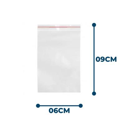 Imagem de Sacos Plásticos Zip Lock nº02 06x09cm Com 100 Unidades Alimentos Freezer Armazenar Hermético