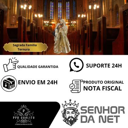 Imagem de Sagrada Familia Ternura com Strass Dourado em Resina Premium