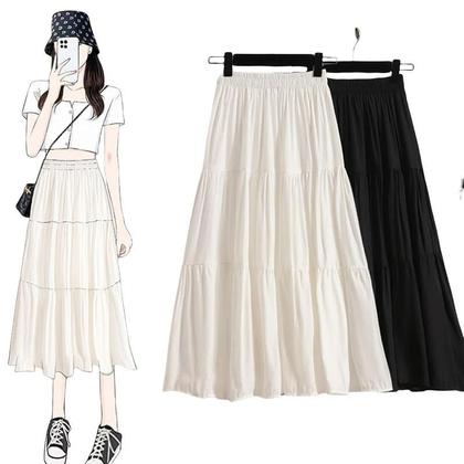Imagem de Saia A-Line De Cintura Alta, Casual, Comprimento Médio, Vestido Preto Para Mulheres, Estilo Jovem E