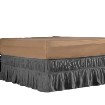 Imagem de Saia Box Cama Casal e Queen com 2 Elásticos Ajustável Babado 1 Peça