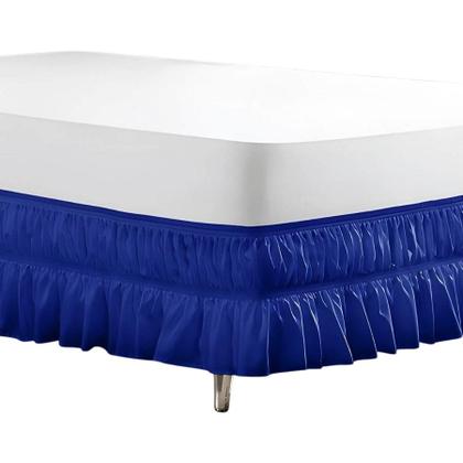 Imagem de Saia Box Cama Casal e Queen com 2 Elásticos Ajustável Babado 1 Peça