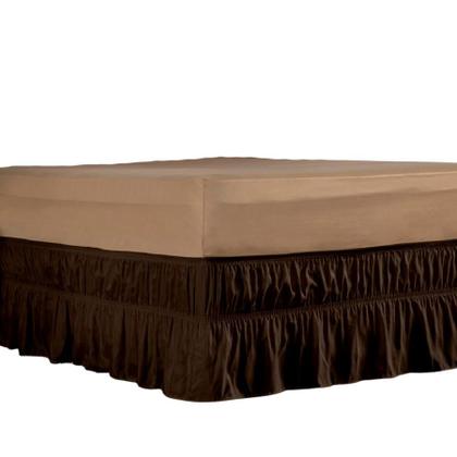 Imagem de Saia Box Cama Casal e Queen com 2 Elásticos Ajustável Babado 1 Peça