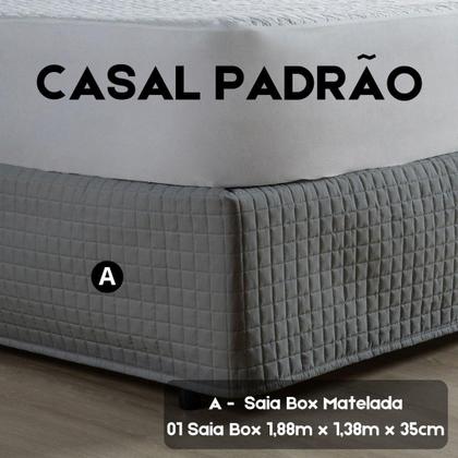 Imagem de Saia Box Matelada Tamanho Casal Padrão 1,88m x 1,38cm Cinza