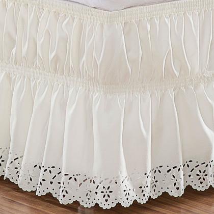 Imagem de Saia Box Solteiro Perolla Bordado Ultrassônico com Elástico por toda Volta