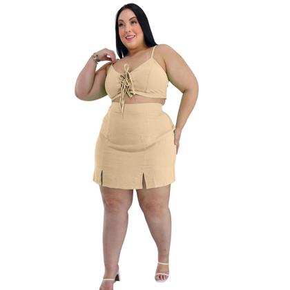 Imagem de Saia Curta Cintura Alta com Forro short em Diversas Cores e Estampas Modernas Tecido Plano duna e viscolinho G GG - 46