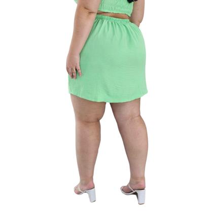 Imagem de Saia Curta Cintura Alta com Forro short em Diversas Cores e Estampas Modernas Tecido Plano duna e viscolinho G GG - 46