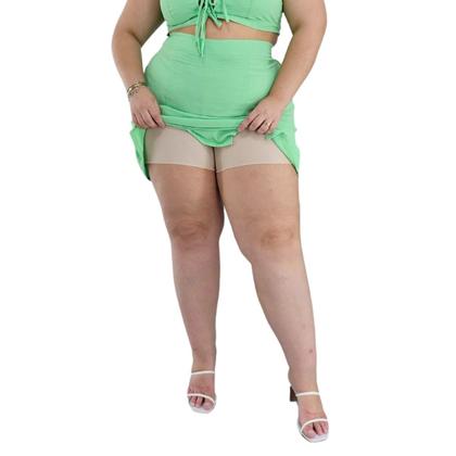 Imagem de Saia Curta Cintura Alta com Forro short em Diversas Cores e Estampas Modernas Tecido Plano duna e viscolinho G GG - 46
