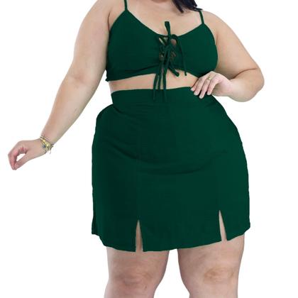 Imagem de Saia Curta Cintura Alta com Forro short em Diversas Cores e Estampas Modernas Tecido Plano duna e viscolinho G GG - 46