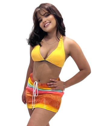 Imagem de Saia Curta Franzida Malha Saída de Praia