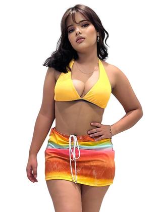 Imagem de Saia Curta Franzida Malha Saída de Praia