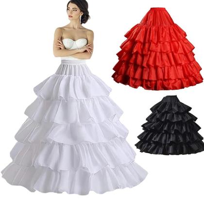 Imagem de Saia de aro completa com 5 camadas de babados, saiote de baile, vestido de noiva, cintura ajustável