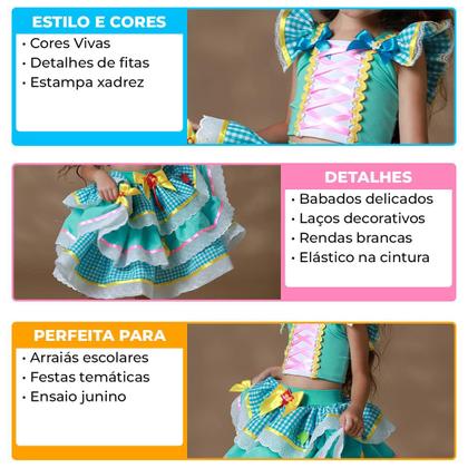 saia e cropped festa junina infantil
