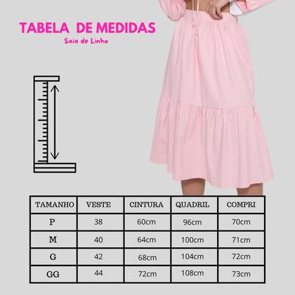 Imagem de Saia de Linho Moda Feminina com Zíper e Cós Alto