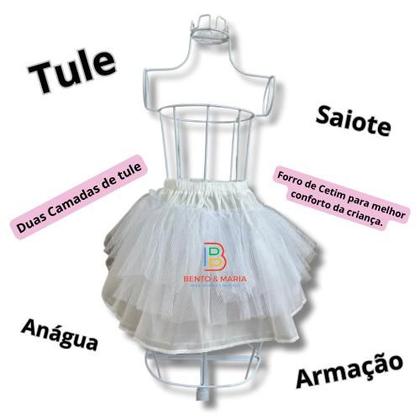 Imagem de Saia De Tule Armação Saiote Infantil Vestido Unico 3 A 10