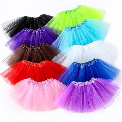 Imagem de Saia de Tule Cores Sortidas Tutu Infantil Rococó Fantasia Ballet Carnaval Acessório Bloquinho Halloween Dia das Bruxas