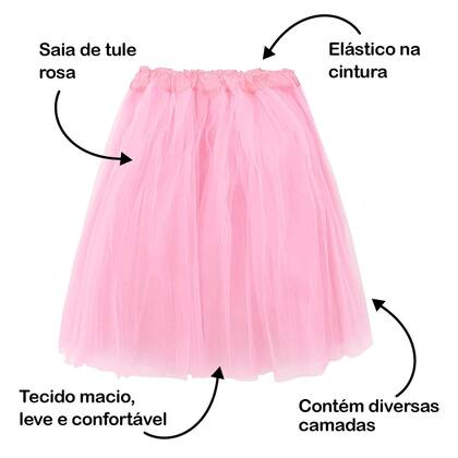 Imagem de Saia de Tule Rosa Adulto Infantil 35 Cm Ballet Carnaval Festa Junina