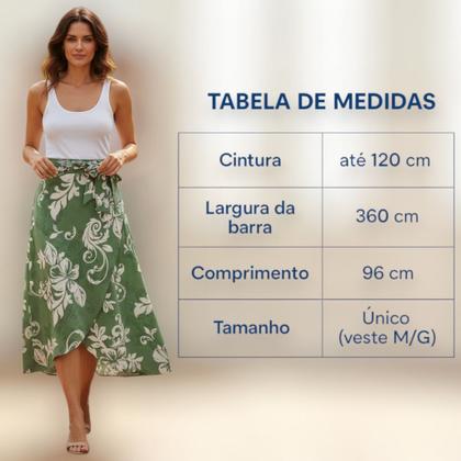 Imagem de Saia Envelope Elegance Estampada  Leveza, Charme e Sofisticação Verde