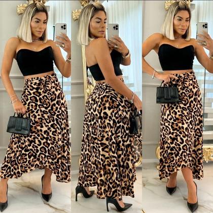 Imagem de Saia Envelope Estampada Feminino Forrada Zig Zag Transpassada Poa Pareo Geometrica 2622