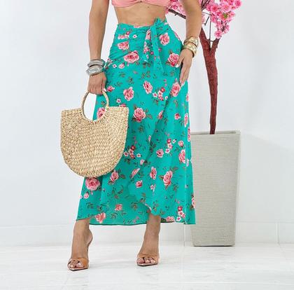 Imagem de Saia Envelope Estampada Feminino Forrada Zig Zag Transpassada Poa Pareo Geometrica 2622