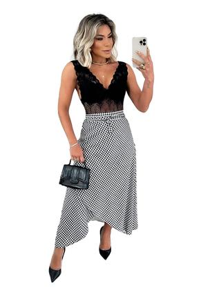 Imagem de Saia Envelope Estampada Feminino Forrada Zig Zag Transpassada Poa Pareo Geometrica 2622