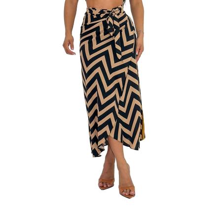 Imagem de Saia Envelope Estampada Feminino Forrada Zig Zag Transpassada Poa Pareo Geometrica 2622