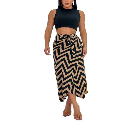 Imagem de Saia Envelope Estampada Feminino Forrada Zig Zag Transpassada Poa Pareo Geometrica 2622