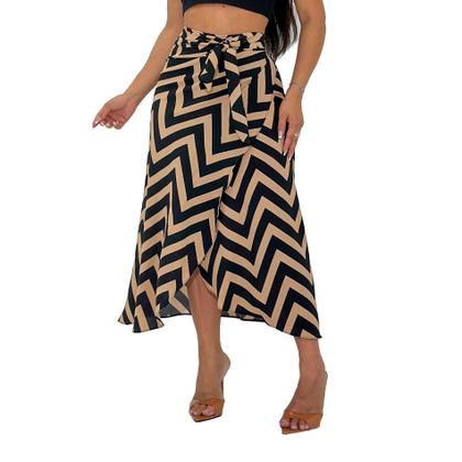 Imagem de Saia Envelope Estampada Feminino Forrada Zig Zag Transpassada Poa Pareo Geometrica 2622