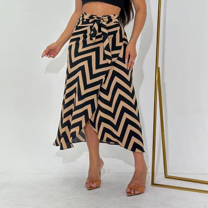 Imagem de Saia Envelope Estampada Feminino Forrada Zig Zag Transpassada Poa Pareo Geometrica 2622