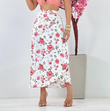 Imagem de Saia Envelope Estampada Feminino Forrada Zig Zag Transpassada Poa Pareo Geometrica 2622