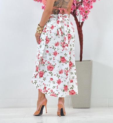 Imagem de Saia Envelope Estampada Feminino Forrada Zig Zag Transpassada Poa Pareo Geometrica 2622