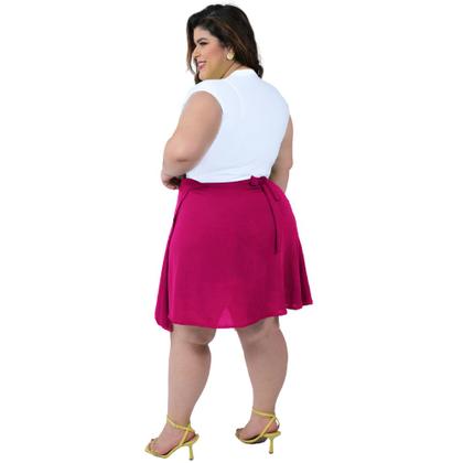 Imagem de Saia Envelope Transpassada Curta Feminina Moda Plus Size